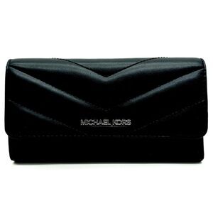Michael Kors Large Quilted Trifold Wallet Black/Silver